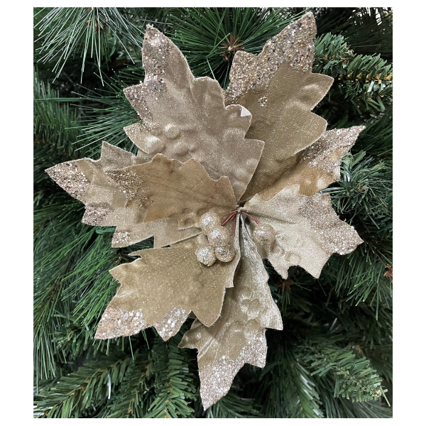 Poinsettia Clip On Fawn Champagne